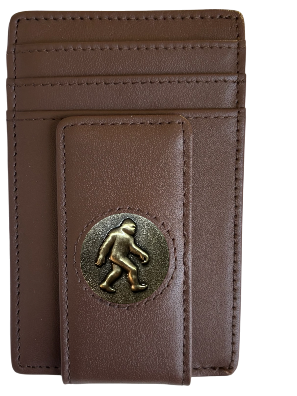 Dark brown full-grain leather Icon Wallet with Bigfoot icon