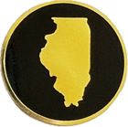 Illinois state outline icon in gold on black