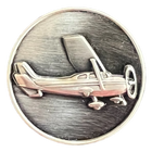 Propeller airplane icon in silver