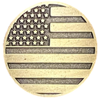 Full-metal American flag icon in antique brass