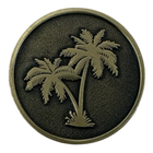 Palm trees icon in antique brass