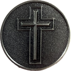 Cross icon in brushed silver