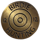 Birdie Hunting 12 gauge shotgun shell icon in brass
