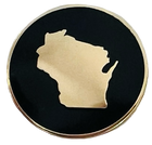 Wisconsin state outline icon in gold on black